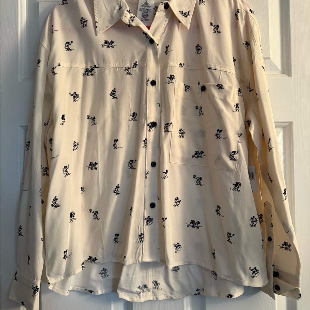 Disney Cream and Black Blouse with Classic Collar